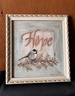 Cuadro decorativo “Hope” con pájaro.