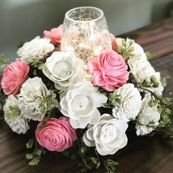 Wood Flowers Centerpieces 