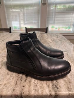 Rieker Men’s Size 42 (US 9) Black Leather Side Zip Ankle Boots
