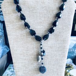 Black Onyx Gemstone Necklace - NEW