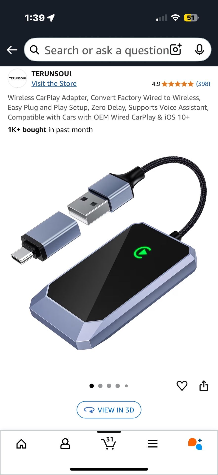 Wireless CarPlay Adapter, Convert Factory Wired to Wireless