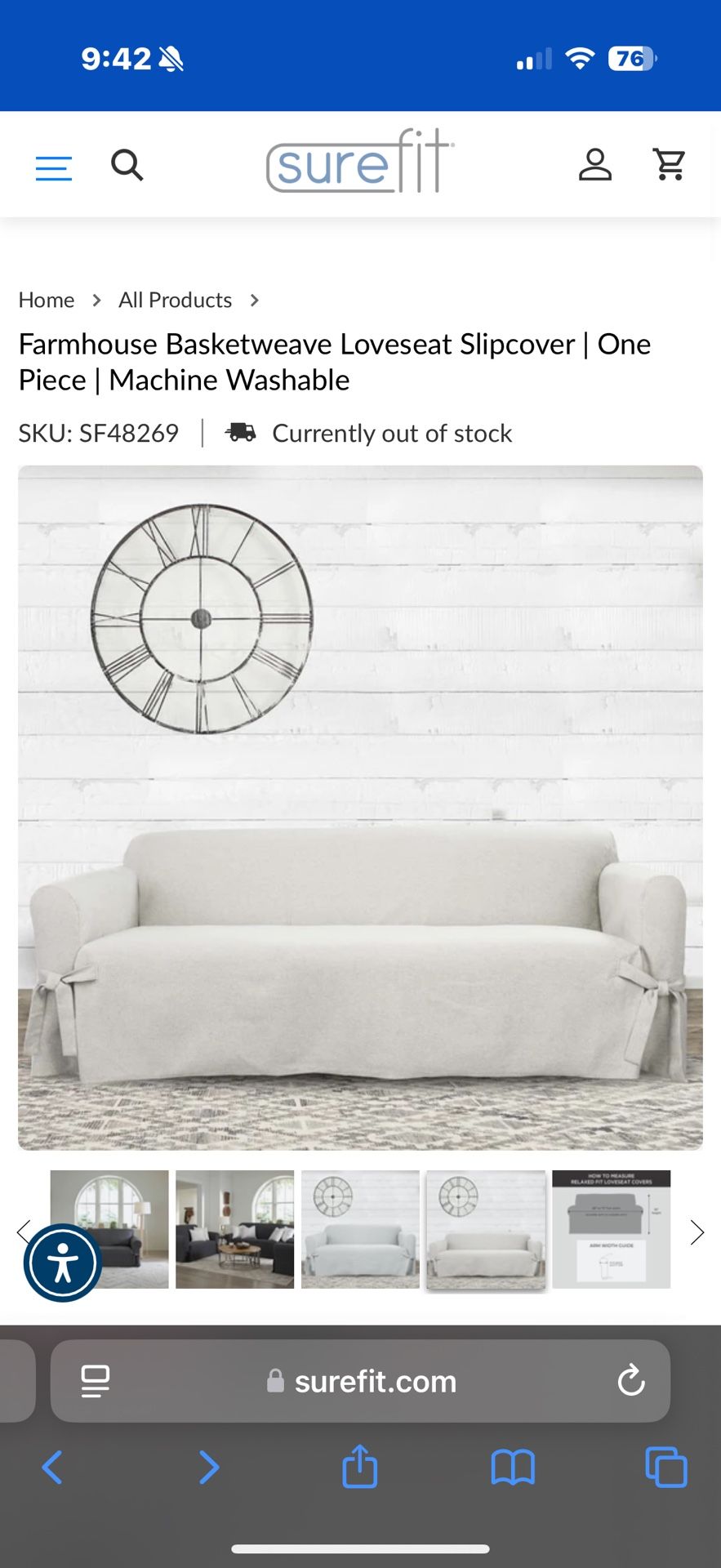 Farmhouse Basketweave Loveseat Slipcover One Piece Machine Washable