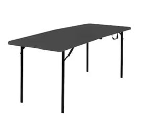Cosco 6-ft x 2.5-ft Black Fold-in-Half Resin Rectangle Indoor/Outdoor Folding Banquet Table 8 -Person