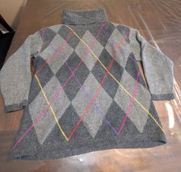 Vintage Dana Brooke Large Argyle Turtleneck Sweater