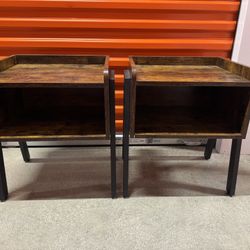 Set of 2 Rustic Modern Nightstands / Side Tables