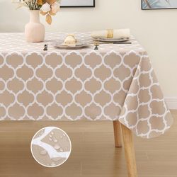 Brand New - Smiry Rectangle Table Cloth, Waterproof Vinyl Tablecloth with Flannel Backing for Rectangle Tables, Wipeable Spillproof Plastic Tablecloth