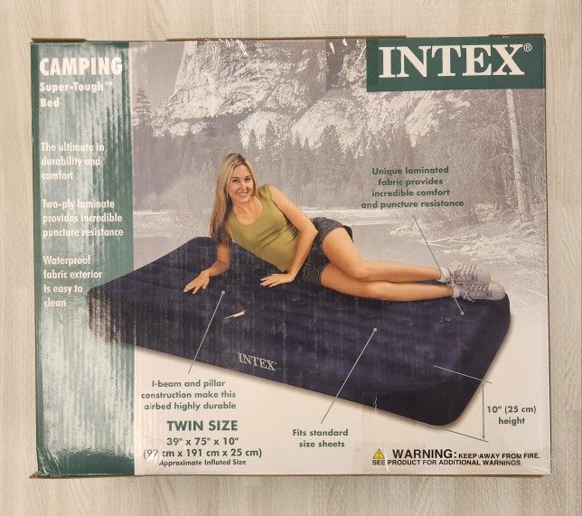 NEW Twin Size Puncture-Resist Laminated Air Mattress for Camping n Outdoor Use, inflator not include