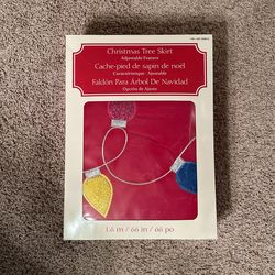 Christmas Tree Skirt 66 Inches Adjustable Feature Red Light Bulbs Brand NEW Seal