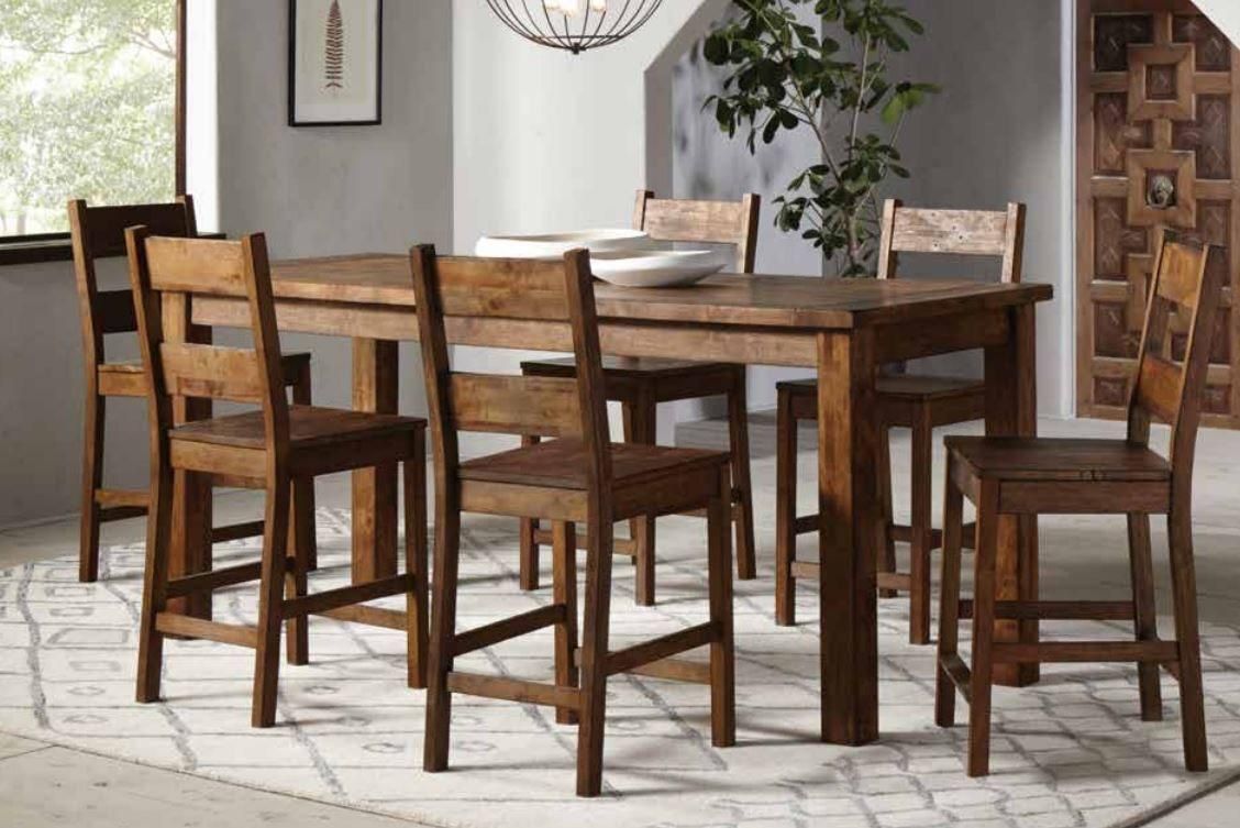 7pc Rustic Counter High Dining Table @Elegant Furniture