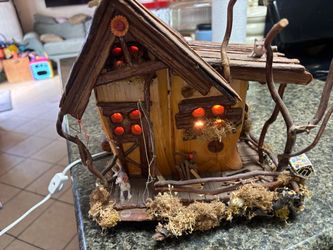 Handmade Lighted Fairy House Wood Decor