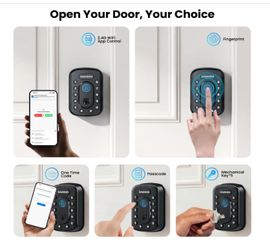 Keyless Entry Door Lock with Built-in WiFi, Fingerprint Keypad Deadbolt, Door Locks for Front Door, No Hub Needed, App Control, ANSI/BHMA Grade 3, Aut