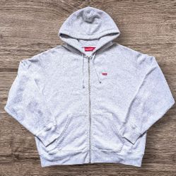 Supreme Grey Zip Up Small Box Logo Hoodie (L)