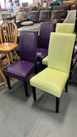 (In store) Brand New Monsoon Villa Faux Leather Lime Green & Purple Dining Chairs