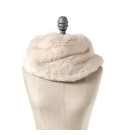 NWT White House Black Market Ivory Faux Fur Infinity Scarf