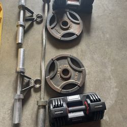 Olympic Curl Bar And Dumbbells