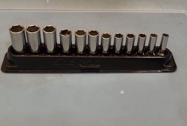 Snap-on Tools 12 pc 3/8" Drive 6-Point Metric Flank Drive® Deep Socket Set (8-19 mm)