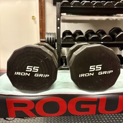 IRON GRIP 55LB PAIR URETHANE DUMBBELLS