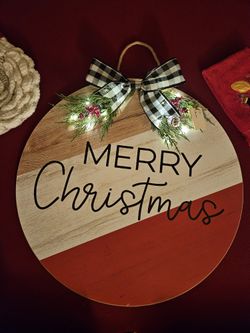 Merry Christmas Lighted 20 Inch Round New Sign