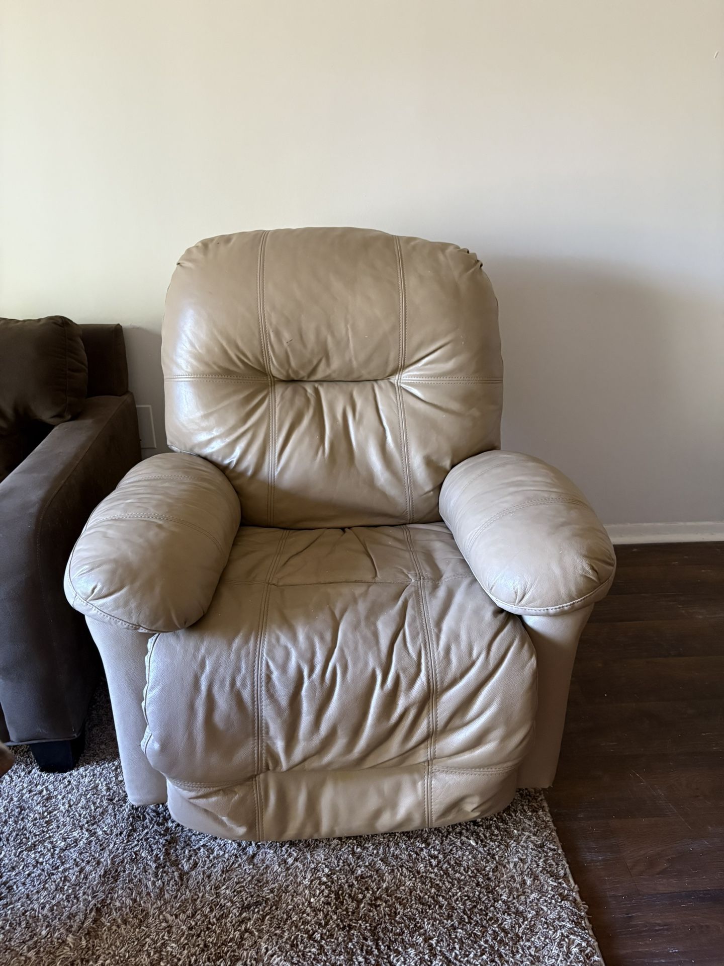 Beige Leather Recliner