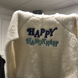 White Fleece Hanukkah Sweater