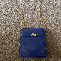 Genuine Leather Blue Purse 
