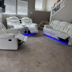 Set De Reclinables White 3pc 