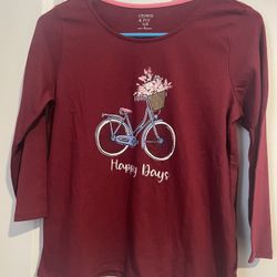 NWT Size XL Burgundy Girls Top 3/4 Length Sleeves