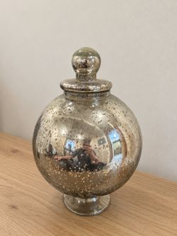 Silver Mercury-Style Glass Lidded Jar