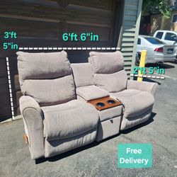  Free Delivery | Gray LaZBoy Reclining & Rocking Chairs, Sofa/Couch With Storage and Cup holders 
