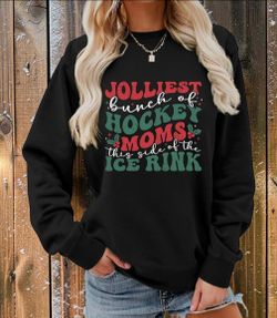 Jolliest Bunch of Hockey Moms Christmas Sweatshirt, S