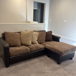 Brown Sectional Sofa with Chaise – Good Condition