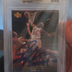 1995 Grade 10 Dennis Rodman Signed Card.