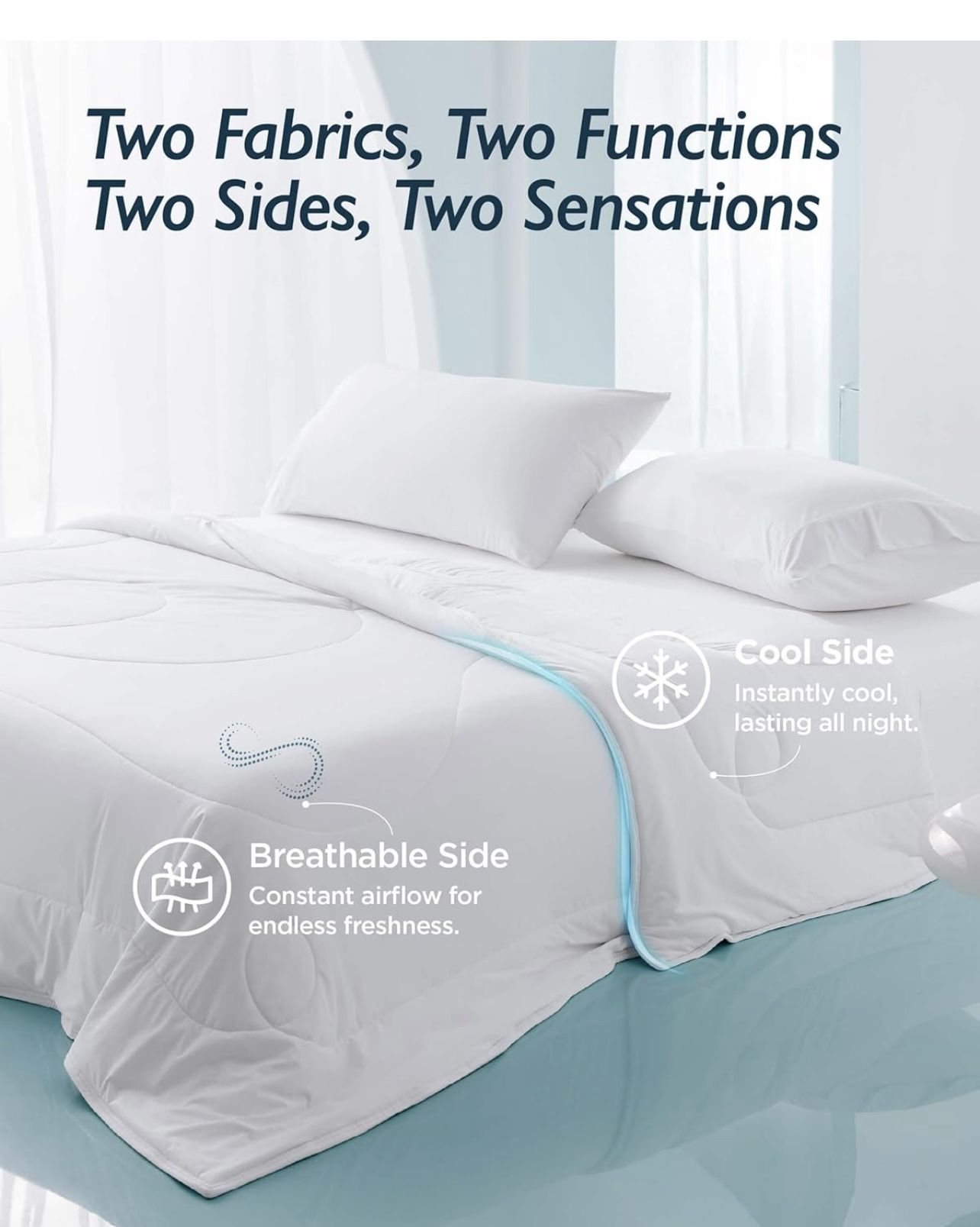 Breescape Cooling Comforter King Size BlendTek™ Q Max>0.46 Tech, Breathable Blanket for Hot Sleepers & Night Sweats Relief, Premium Lightweight Summ