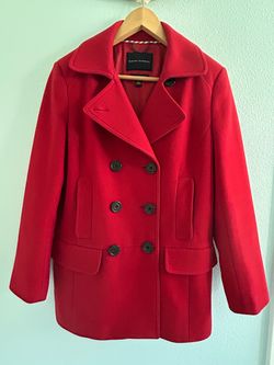Banana Republic Red Wool-Blend Pea Coat - Size L