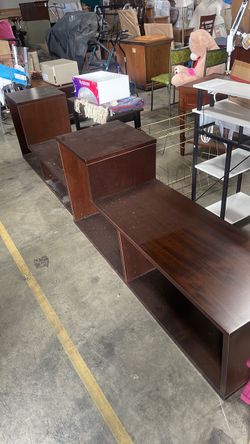 Dark Cherry Wood Stepped Display Shelf Unit