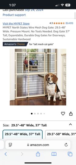 37” Tall Pet Gate 29.5” To 48” Wide
