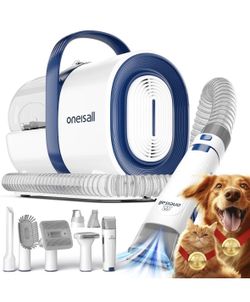 NEW Oneisall Pet Dog Hair Vacuum & Grooming Kit w Pet Clipper 7 Tools LM2 Quiet