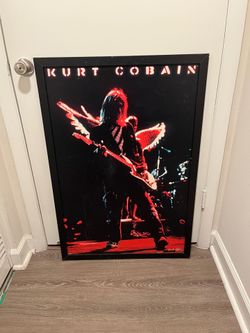 Kurt Cobain Frame Poster 38 in x 26 in. Corners Scuffed.