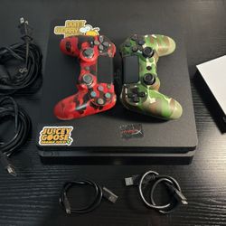 PlayStation 4 Slim Bundle ( 1 Controller, 1 TB Storage, All Cables) 