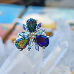 100% Natural AAA++ Quality Ethiopian Welo Opal Topaz And Tanzanite Solid Sterling Silver