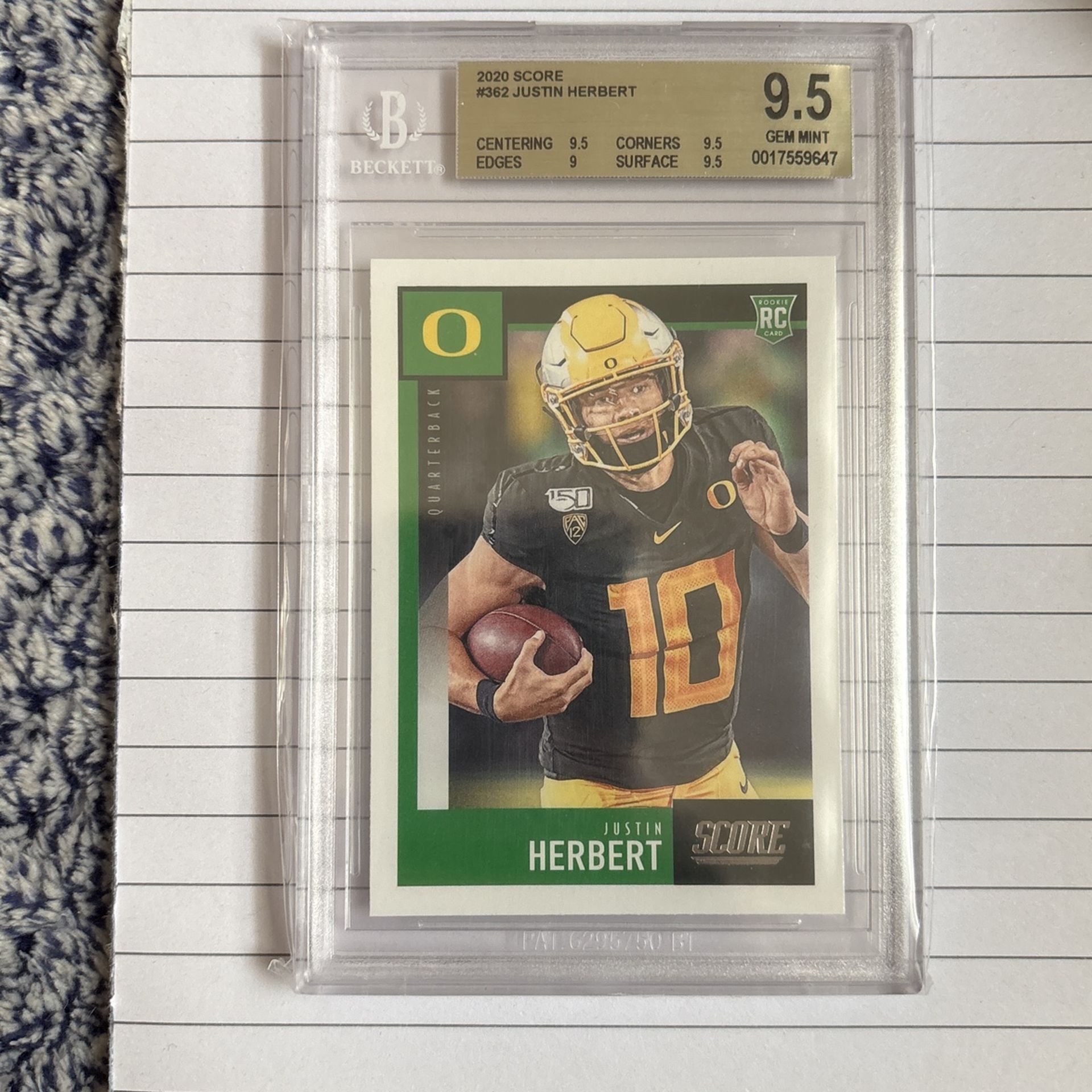 2020 Score Justin Hebert Rookie