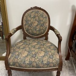 French Louis XV Antique Style Upholstered Armchair