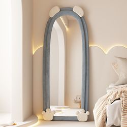 Arched Full Length Mirror, Floor Mirror with Stand, Wall Mirror Full Length, Standing Mirror Full Length, Wall-Mounted Mirror for Bedroom Living Room 