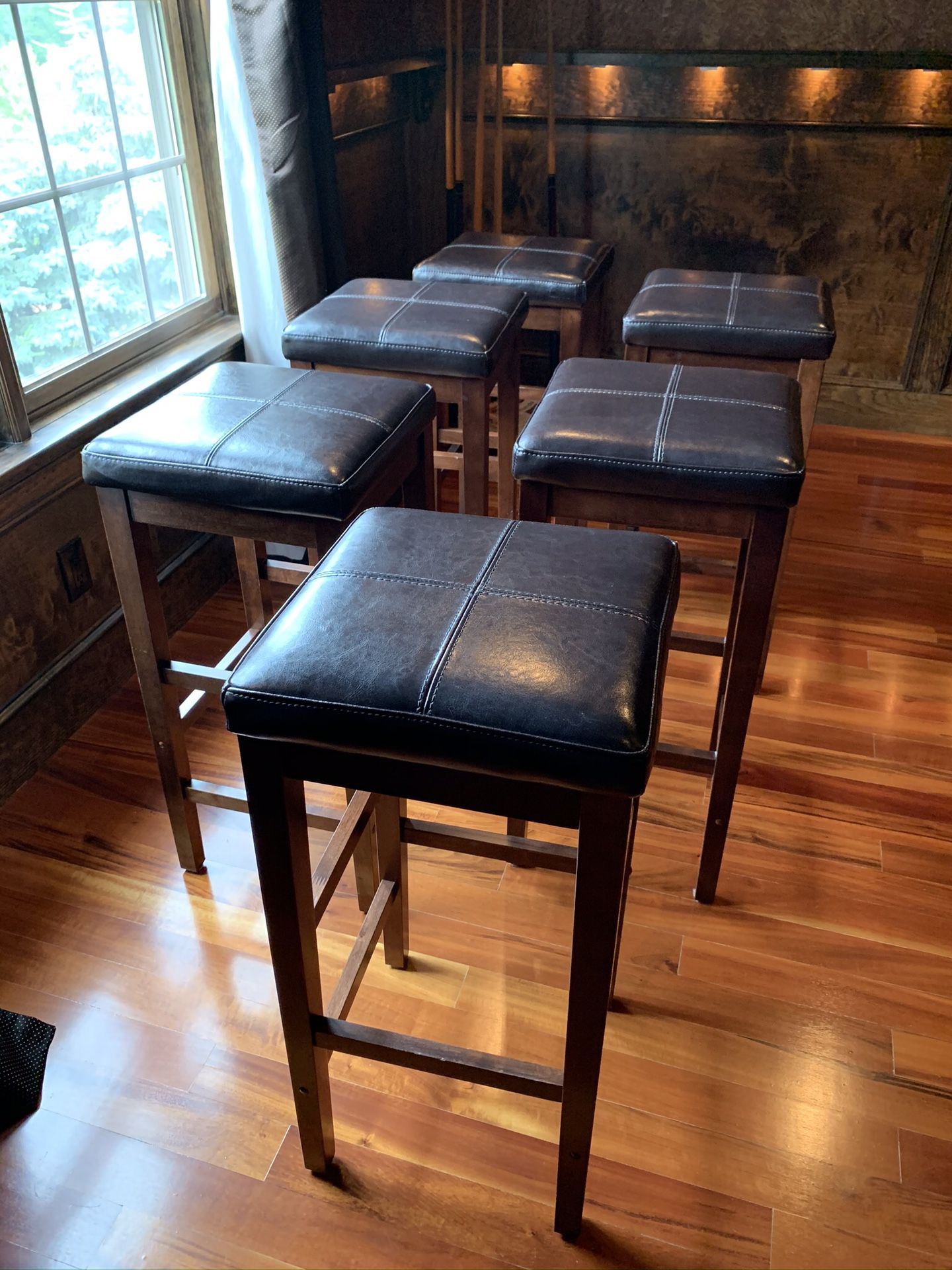 Stools with leather seats and wooden legs - ONLY 2 LEFT!!