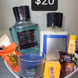 Valentine's Basket. Bbw Set. Valentine's Gift Set. Ocean. Bath and Body Works. Birthday Gift For Him. 
