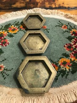 JUEGO DE CENICEROS ANTIGUOS DE BRONCE