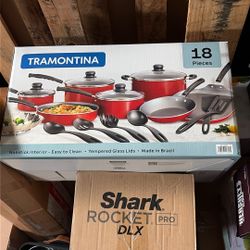 Tramontina Primaware 18 Piece Non-Stick Cookware Set - Steel Red Brand New Never Opened