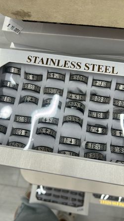 36pcs LOT Stainless Steel Ring White  Gold Cross I Love Jesus Men wholesale gifts idea