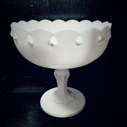 Indiana Milk Glass Teardrop Compote