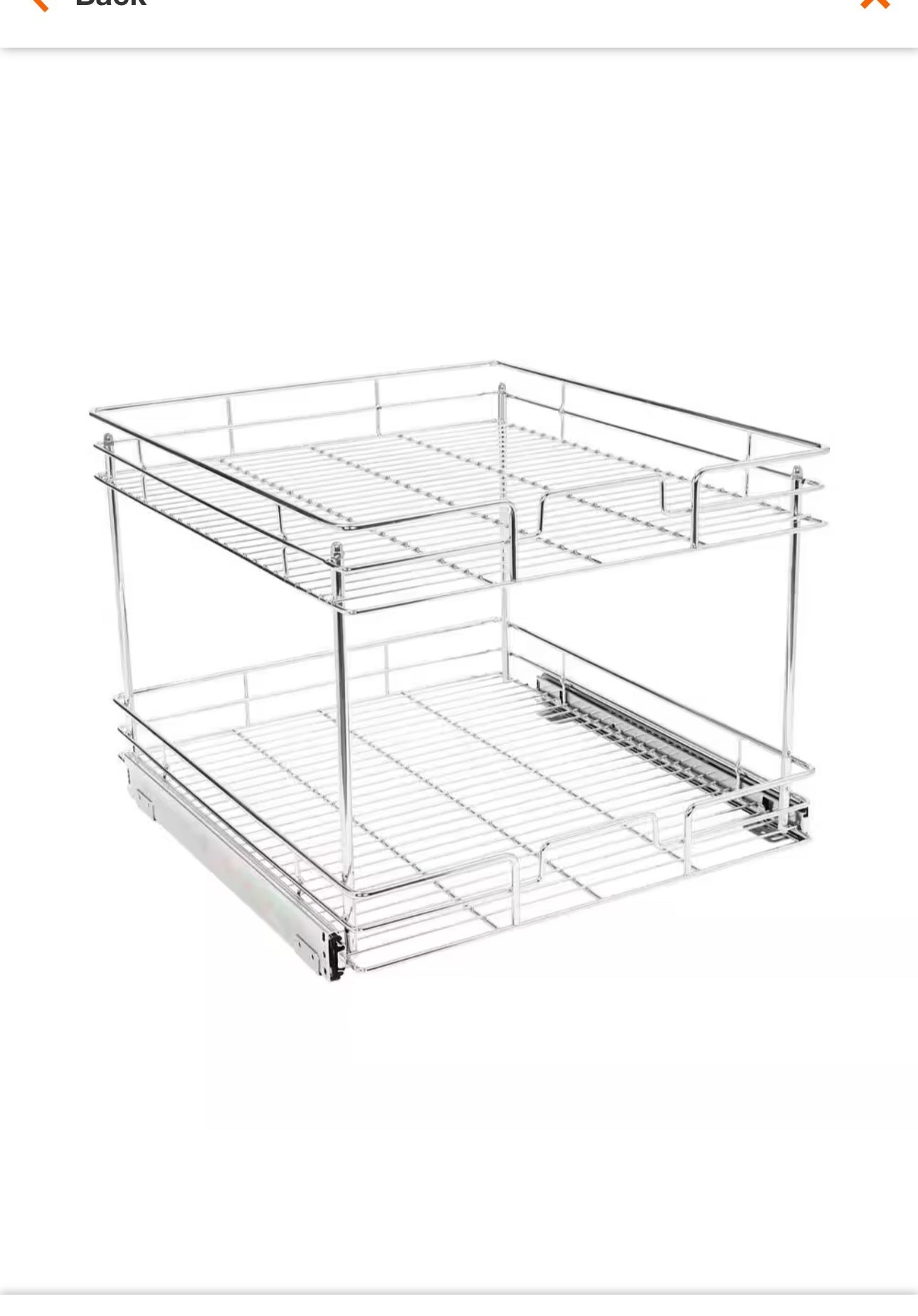 New in box 19.5 in. W x 21.5 in. D 2-Tier Silver Metal Wire Closet Shelf Pull Out Kitchen Cabinet Shelf
